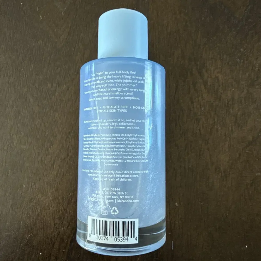 HELLO YOU Mallow Delight Shimmer Body Oil Jojoba+Niacinamide 3.38 fl oz New
